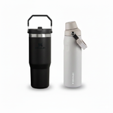 Kit Tumbler Térmico Flip Straw Black 2.0 | 887ML e Garrafa Térmica Aerolight Fast Flow Ash | 710ml